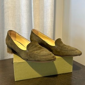 Sarah Flint green suede heeled loafers size 41.5
